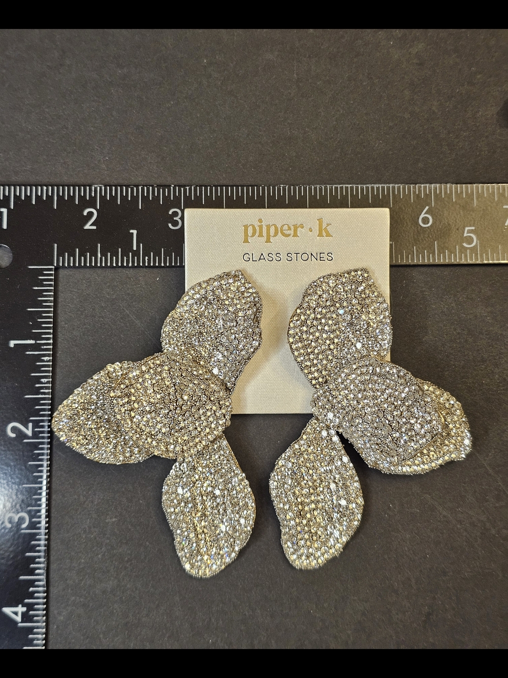 Piper Silver Crystal Petal Statement Earrings